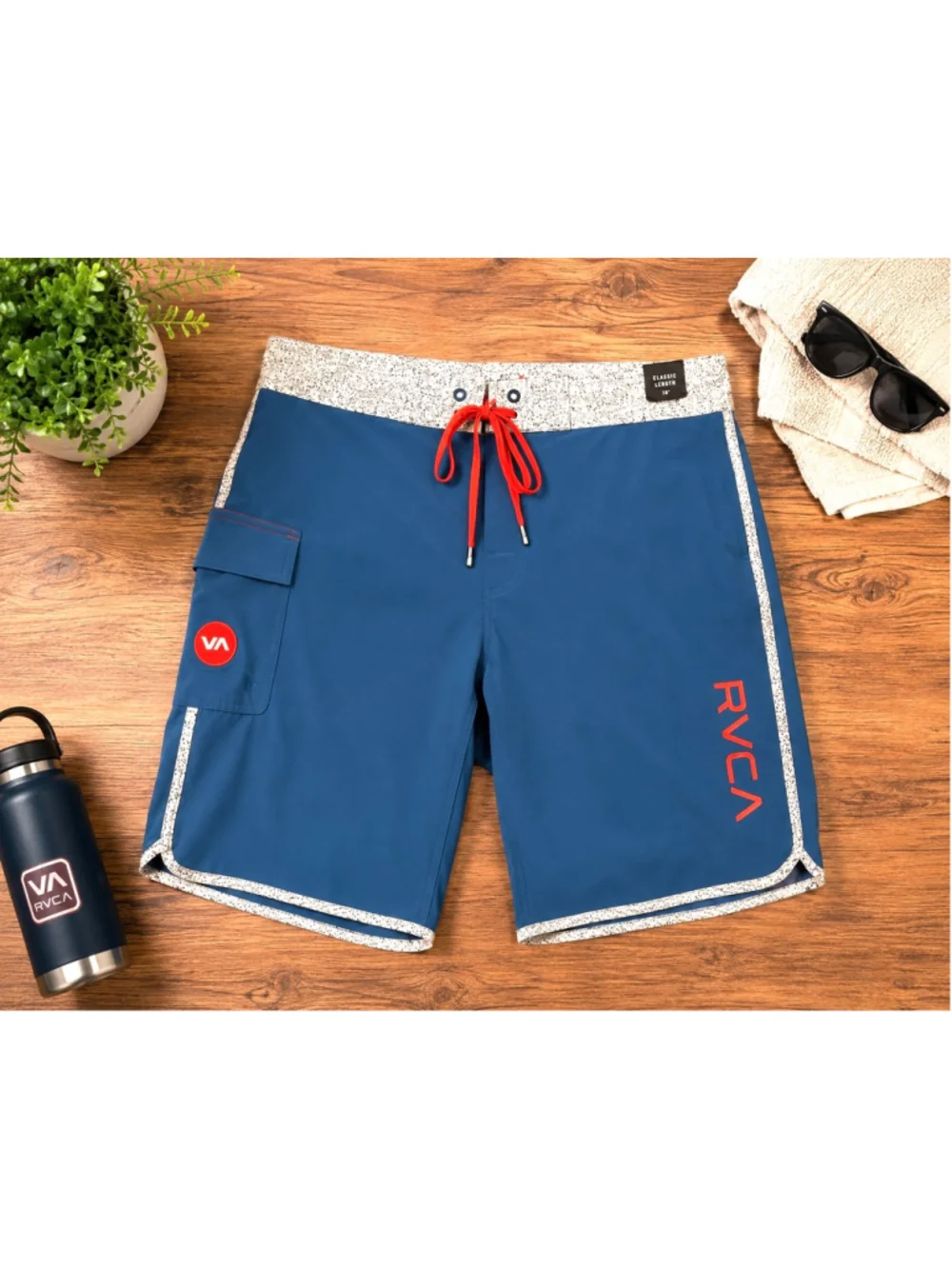 Men's RVCA Board Shorts Size M Blue and White